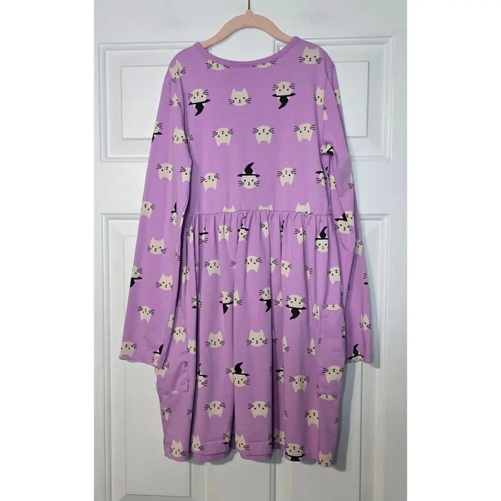 Hanna Andersson Girls‎ Cat Dress Halloween with pocket Size 10